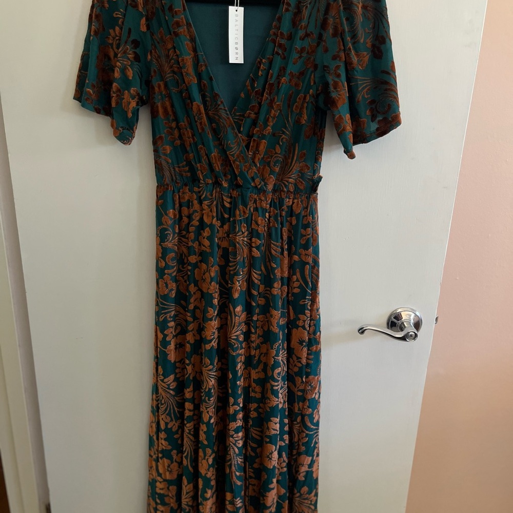 Baltic Born Teal and Brown Floral Maxi Dress